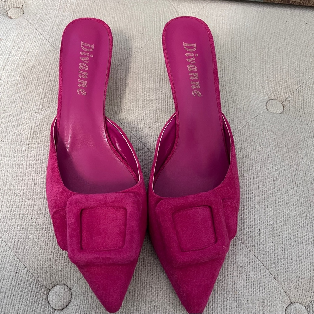 Pink Mules with Buckle Detail